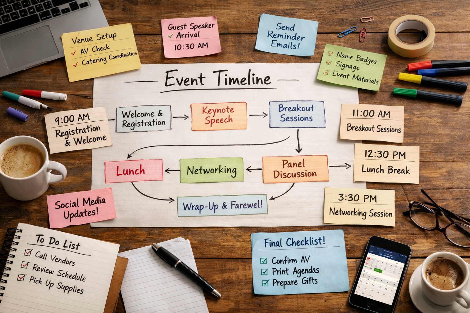 Etkinlik akis ve senaryo adimlarini gosteren gorsel